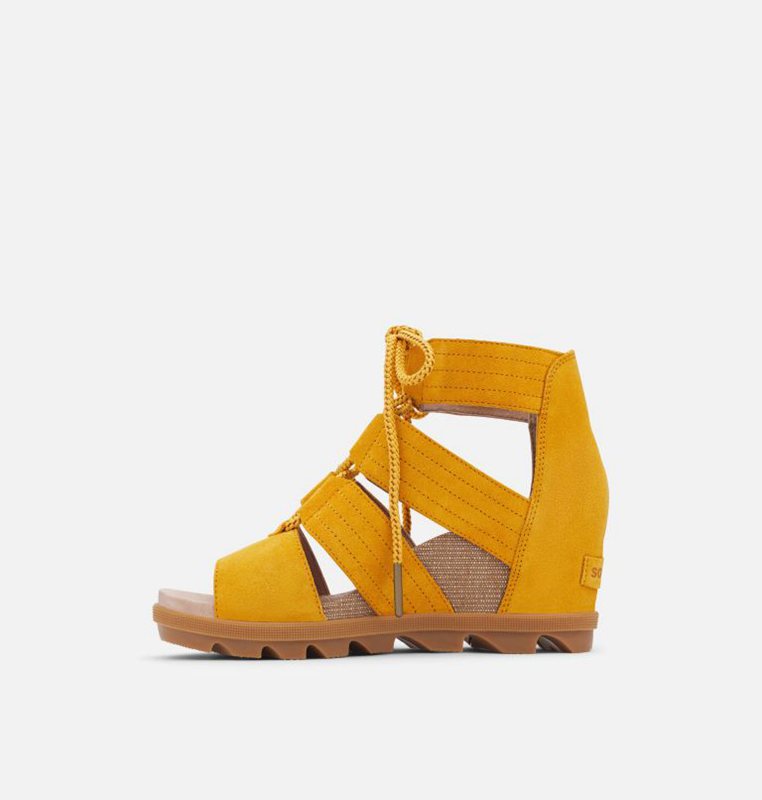 Womens Sandals Yellow - Sorel Joanie™ II Lace Wedge - 412-SZOMJQ